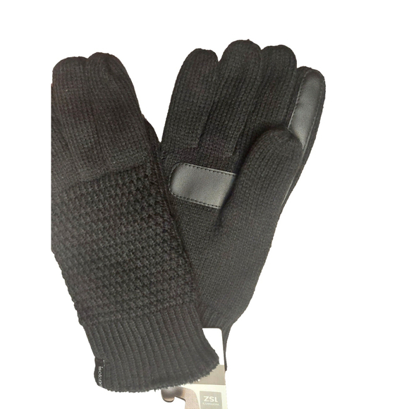 Isotoner Signature Black Textured Knit Water-Repellent Gloves Sz One Size - Picture 8 of 10